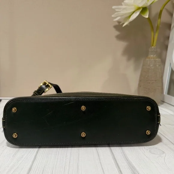 Vintage Dooney & Bourke Cabrio Green/Yellow Perforated Leather Large Hobo Bag - Picture 5 of 16